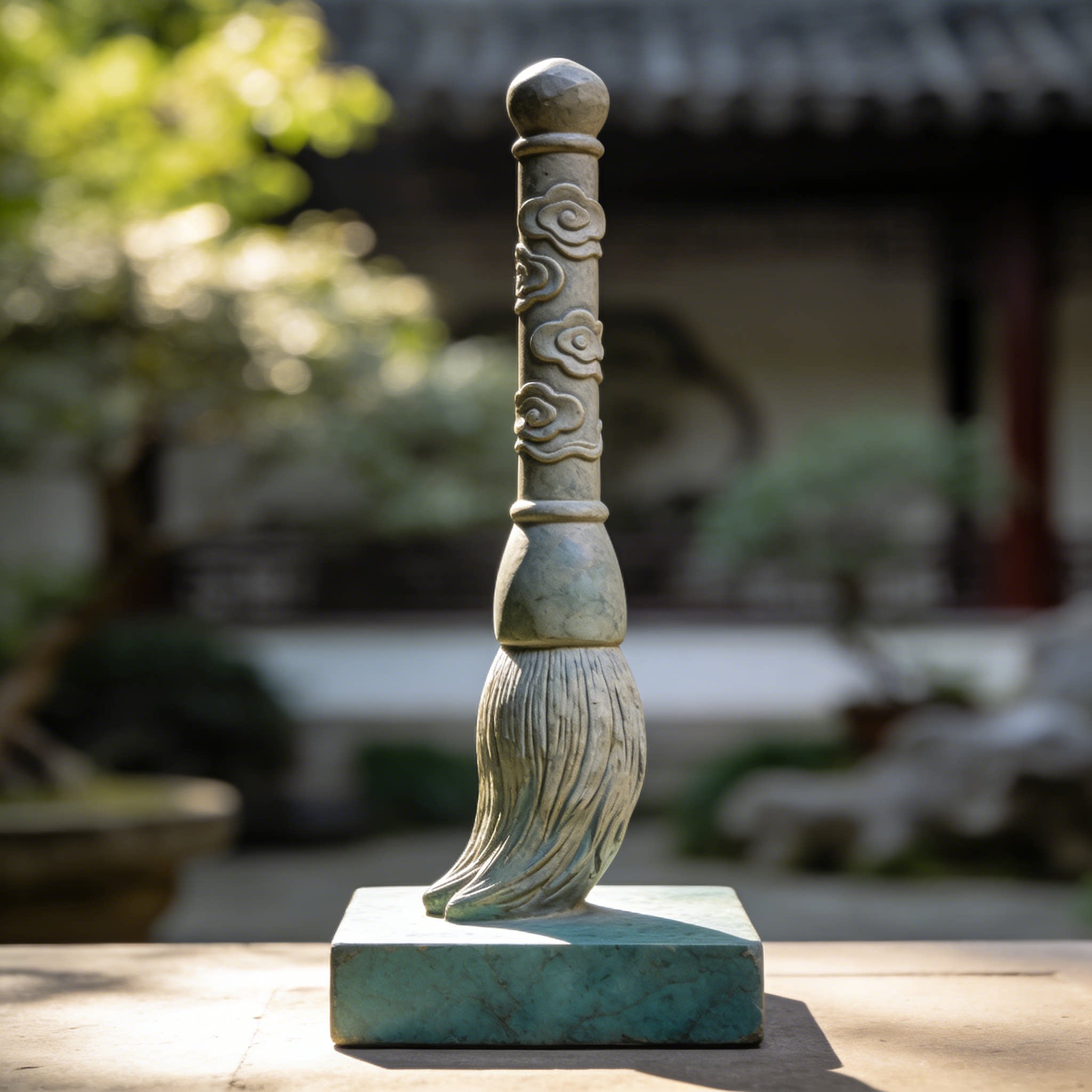 汉白玉石雕毛笔创意公园装饰定制摆件户外景区大型花岗岩石雕雕塑