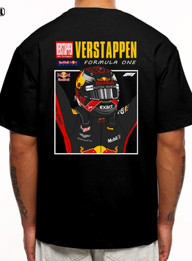 F1维斯塔潘 T恤 红牛VERSTAPPEN美式复古休闲潮牌 重磅纯棉短袖