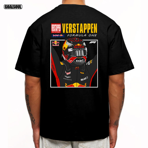 F1维斯塔潘 T恤 红牛VERSTAPPEN美式复古休闲潮牌 重磅纯棉短袖