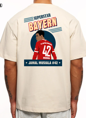 穆西亚拉 T恤穆夏拉MUSIALA足球潮牌美式复古休闲 纯棉 短袖