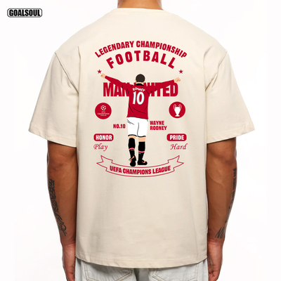 鲁尼 T恤ROONEY 红魔10号足球潮牌美式复古休闲宽松纯棉 短袖