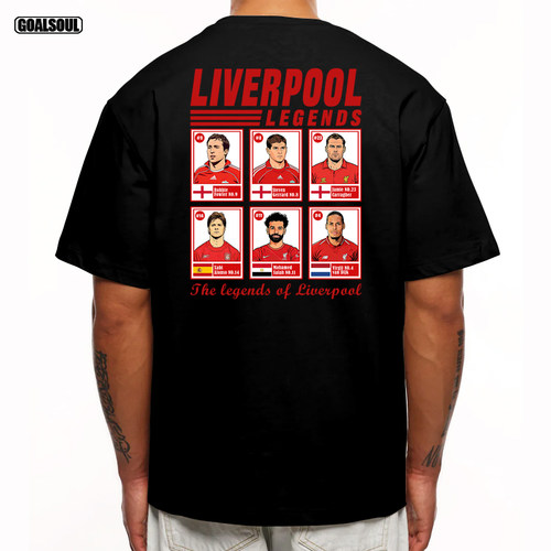 利物浦T恤LIVERPOOL杰拉德 萨拉赫 范戴克复古插画款纯棉休闲短袖