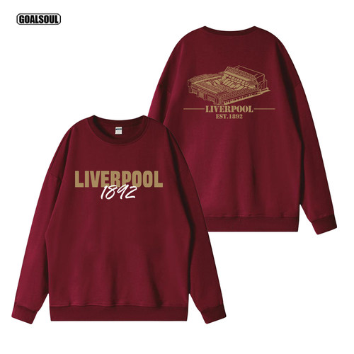 利物浦 卫衣LIVERPOOL球场插画 纯棉长袖外套运动休闲套头衫