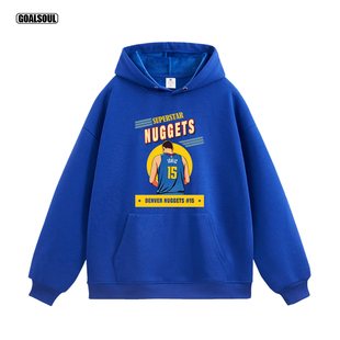 掘金 约基奇 卫衣JOKIC 15号插画篮球美式复古休闲潮牌加绒连帽衫