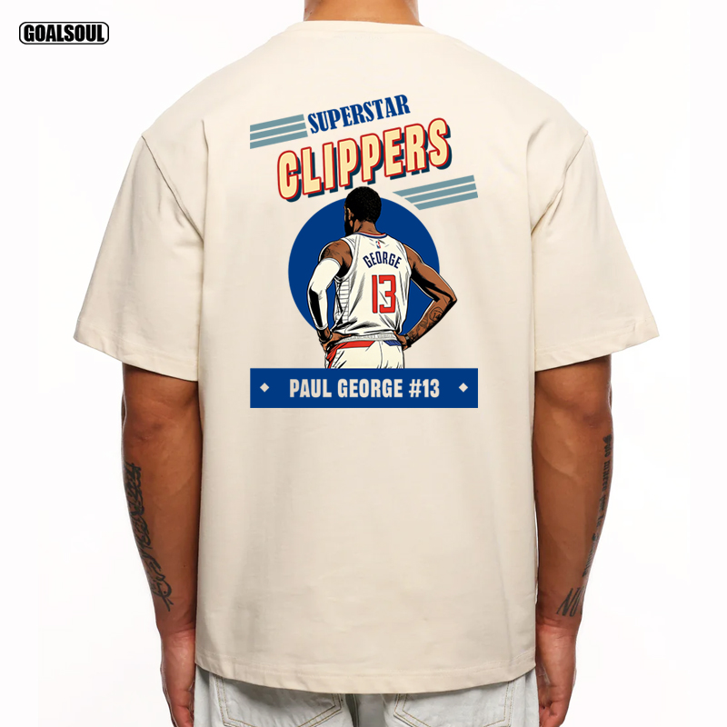 快船 保罗乔治T恤PAUL GEORGE篮球美式复古休闲潮牌重磅纯棉短袖