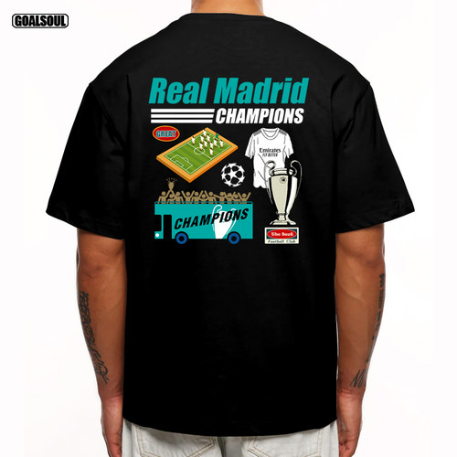 皇马 T恤 皇家马德里REAL MADRID欧冠足球复古休闲重磅纯棉 短袖