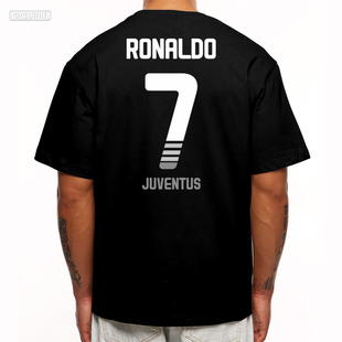 尤文图斯 C罗 T恤CR7 RONALDO足球美式复古休闲潮牌重磅纯棉短袖
