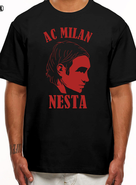 AC米兰 内斯塔 T恤NESTA 13号 足球潮牌美式复古休闲 纯棉 短袖