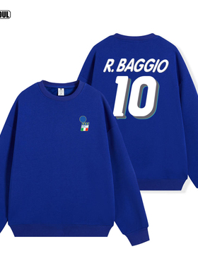 意大利 巴乔 卫衣10号BAGGIO 印花 足球 运动休闲加绒 套头衫