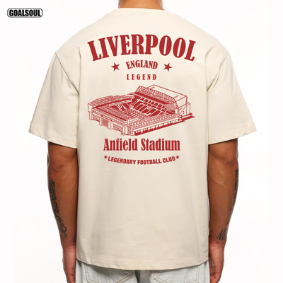 利物浦 T恤 LIVERPOOL 20冠球场插画 美式复古休闲 重磅纯棉短袖