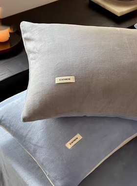 牛奶绒枕套一对装秋季珊瑚绒枕巾单人枕头套48cmx74cm单个枕芯套2