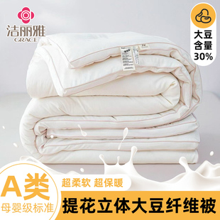 大豆纤维提花被子春秋被冬季 单人冬被加厚保暖双人10斤棉被褥被芯