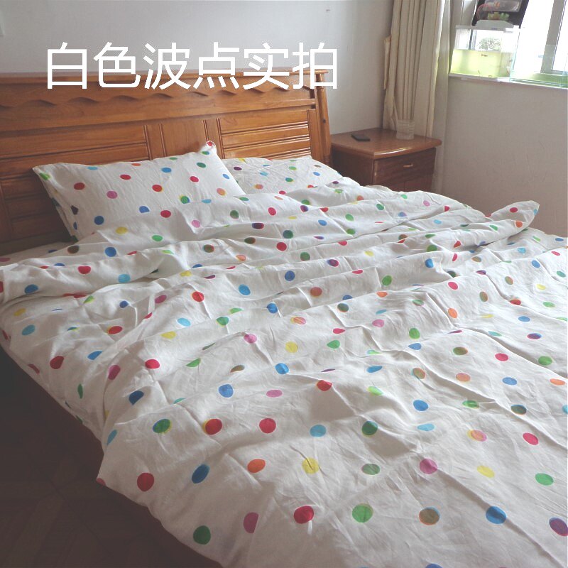 孜孜家纺 纯亚麻被套单件 活性印染无甲醛 支持定做床单床笠枕套