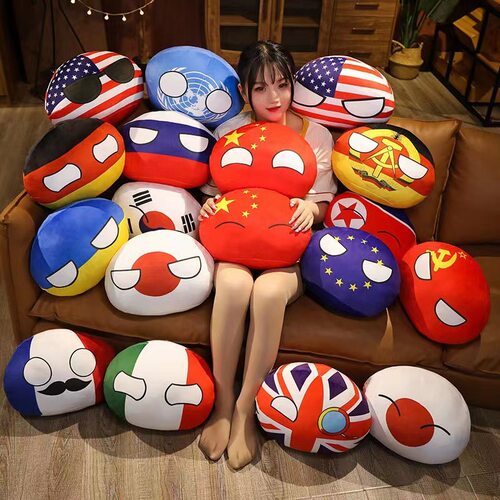 现货波兰球公仔抱枕毛绒玩具苏联球国家球挂件美国球球小玩偶