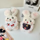 可爱卡通毛绒小兔玩偶挂件吱吱叫长耳兔公仔少女心钥匙链包包挂饰