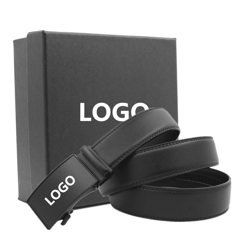 公司logo皮带定制同学会单位校徽礼物纪念品腰带自动扣黑色一条起