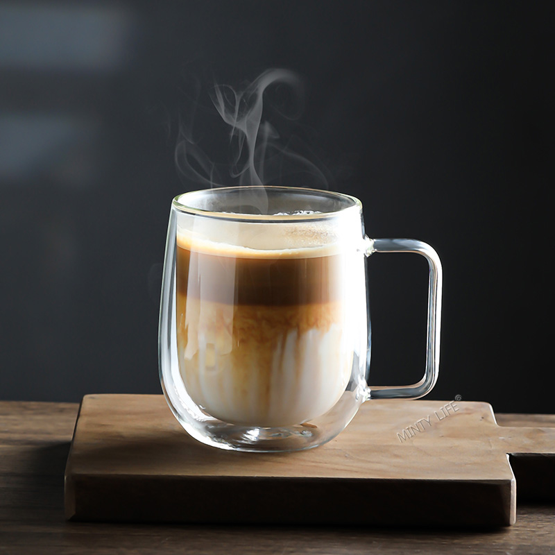 双层意式咖啡杯高硼硅耐热玻璃杯冰美式拿铁家用奶茶果汁水杯子