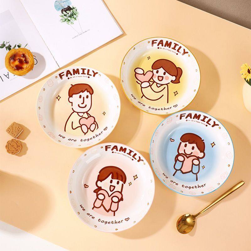 可爱高颜值圆盘沙拉釉下彩菜盘亲子餐具2025新款一家四口甜品盘,餐饮具,盘,淘宝优惠券,粉丝福利购,淘宝优惠卷
