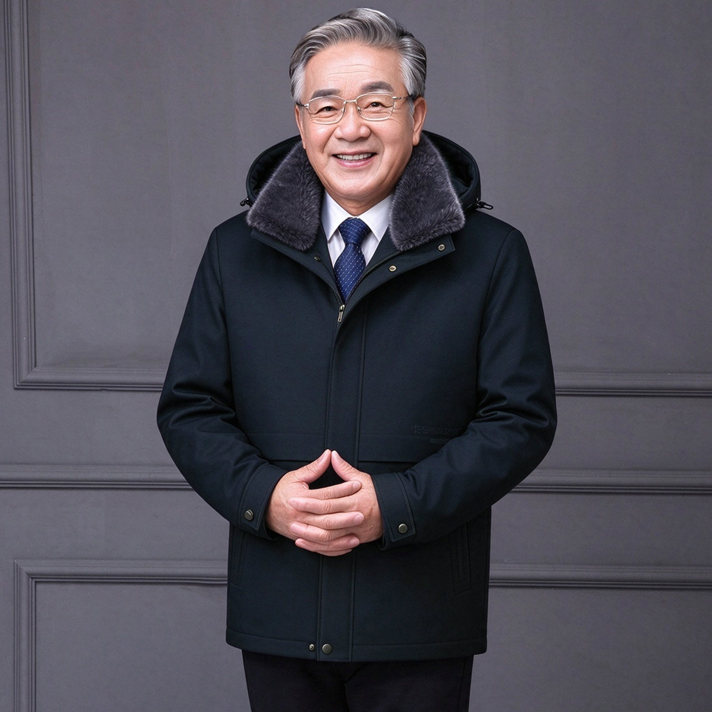 中老年男冬季加厚加绒羽绒棉袄