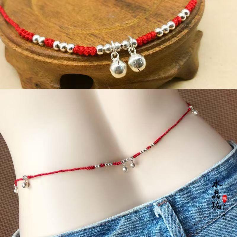 本命年铃铛红绳腰链女辣妹贴身情趣饰品性感身材肚皮舞腰绳民族风