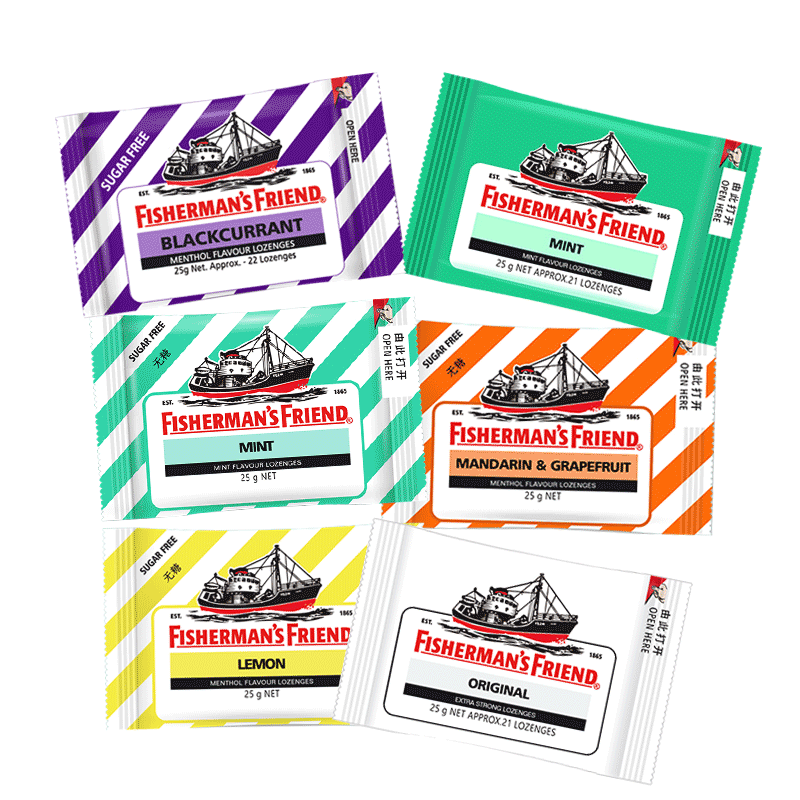 英国FishermansFriend渔夫之宝润喉糖特强薄荷柠檬清新25g网红糖