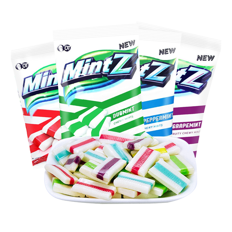mintz明茨薄荷软糖薄荷糖糖果进口口气清新水果汁味零食115g