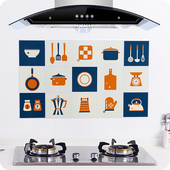 时尚 厨房防油贴纸自粘耐高温防水防油污铝箔贴纸灶台瓷砖贴橱柜贴