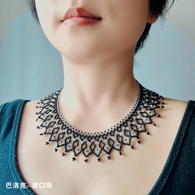 进口米珠手工编织项链轻奢锁骨链