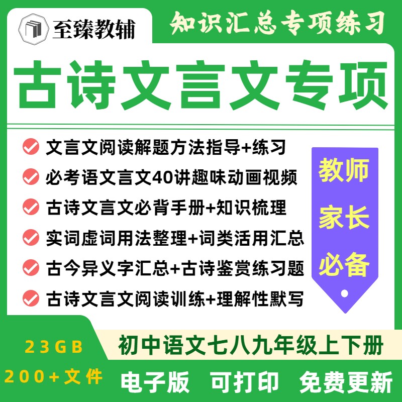 初中语文古诗文言文专项练习讲义