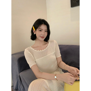 甜辣多多 2026年春夏圆领修身显瘦上衣针织半身裙女9805+9802