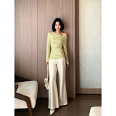 甜辣多多 女 天丝四面弹纯色直筒微喇牛仔裤 白海湾 2026年春新款