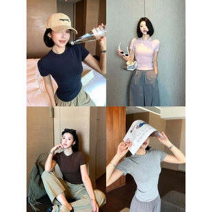 t恤女26春夏百搭显瘦基础款 正肩圆领短袖 上衣 人生之T 甜辣多多