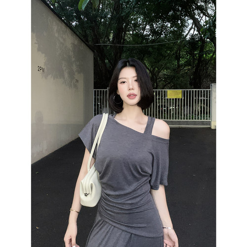 甜辣多多 2026年夏可三穿套装女背心连衣裙+一字领收腰上衣S2767