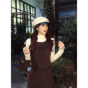 甜辣多多【珍妮小姐】2025冬季套装女羊毛毛呢背心+半身裙两件套