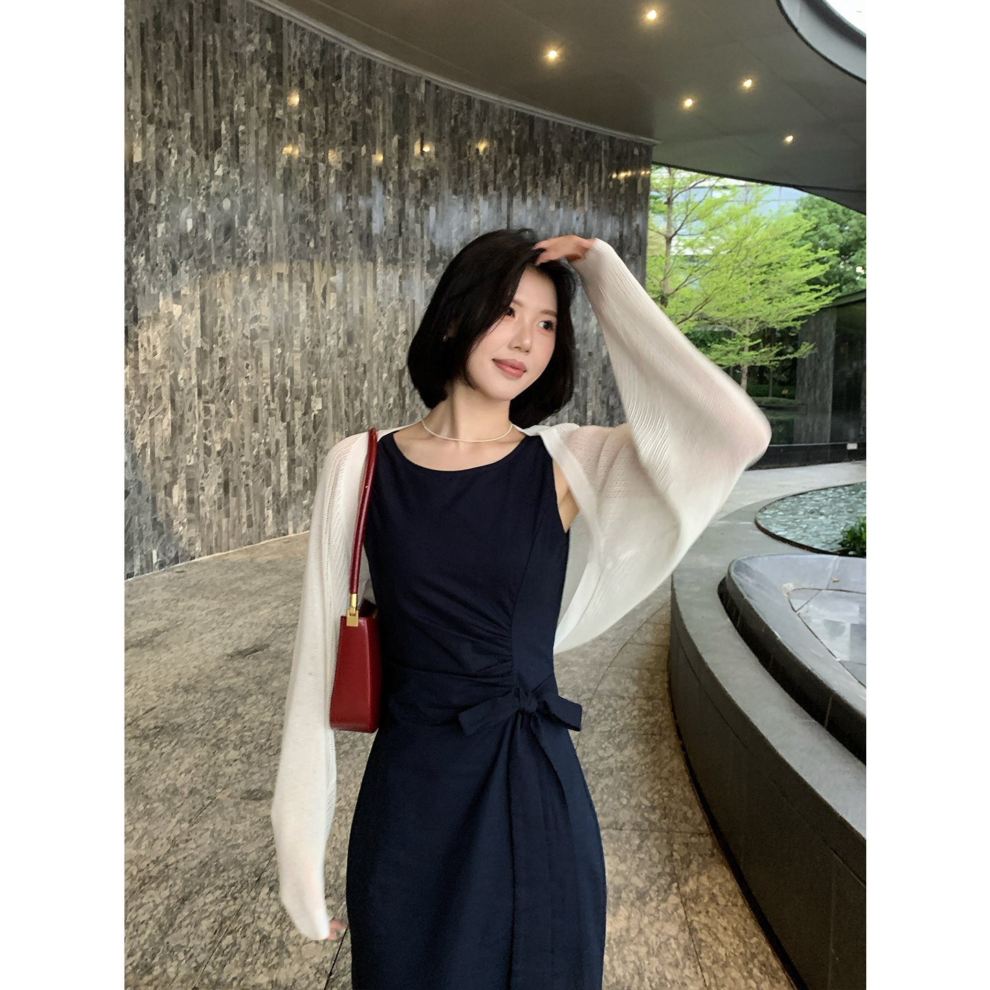 甜辣多多 天丝亚麻镂空蝙蝠袖针织开衫女春夏罩衫外套W9856图片