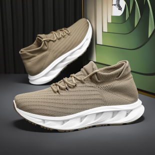 西域骆驼夏季透气男鞋青少年套脚运动鞋跑步软底减震轻便网面飞织