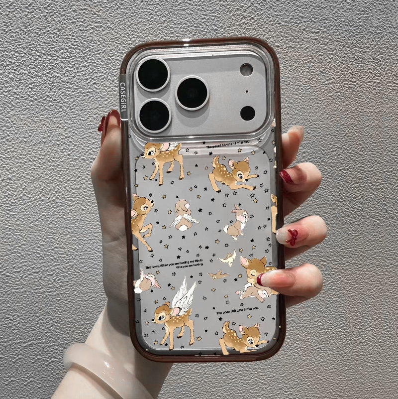星星小鹿适用苹果17ProMax手机壳新款可爱卡通16promax按键全包15por磁吸14plus女生13防摔亚克力透明保护套