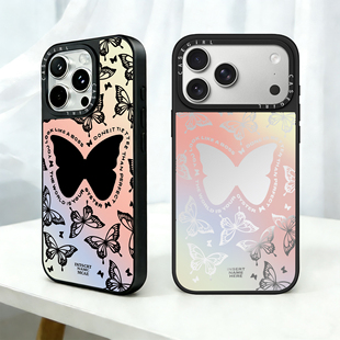 炫彩蝴蝶宋轶同款苹果镜面手机壳17PROMax磨砂肤感16pro镜头全包15plus防摔耐脏14超好看爆火13磁吸甜美保护