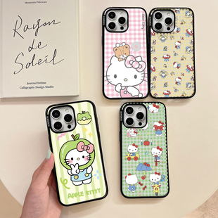 元气萌凯蒂猫Kitty适用苹果手机壳16可爱萌趣17promax按键全包16pro巨好看15por卡通14高颜值13黑边软保护套