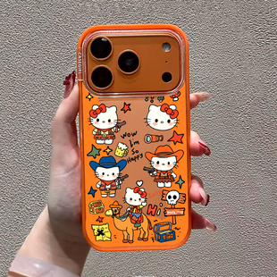 联名Hello Kitty凯蒂猫适用苹果17ProMax手机壳新款16pro拍照按键全包15por可爱14plus女生13防摔亚克力套