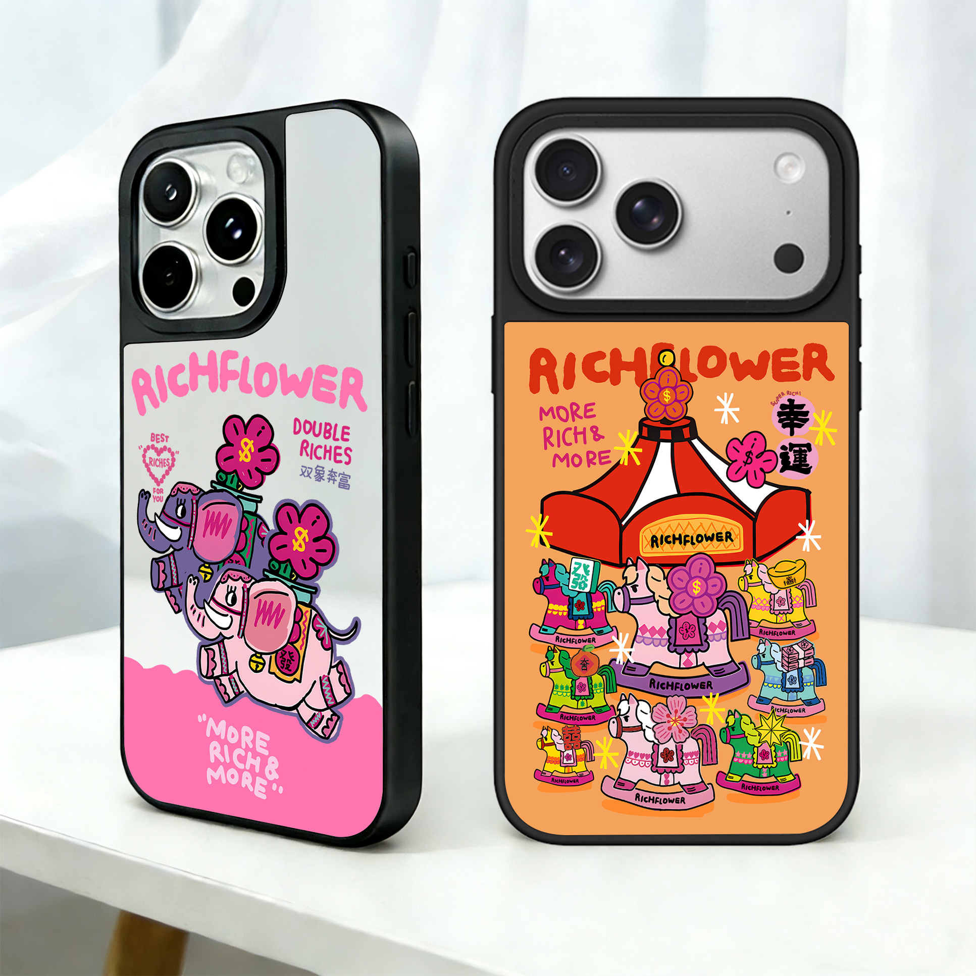 新年马祝福气适用苹果手机壳iPhone17ProMax新款双象奔富镜面16pro全包15por磁吸14plus女生13亚克力12防摔套