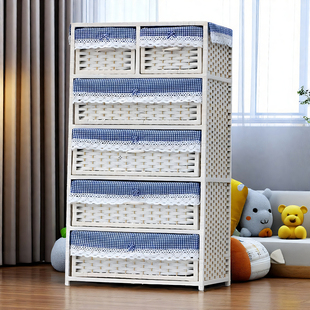 加大厚藤编床头柜抽屉式收纳柜实木婴儿童宝宝衣柜五斗柜储物柜子