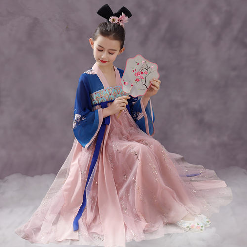 2024新款胭脂妆儿童汉服古装超仙唐装襦裙舞蹈服古典舞飘逸演出服