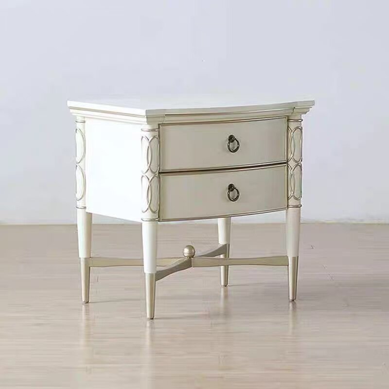 美式现代实木床头柜边几卧室小茶几高端描金工艺尺寸可定制