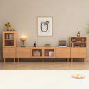 实木茶几电视机柜边柜组合小户型客厅家用原木风落地收纳储物一体