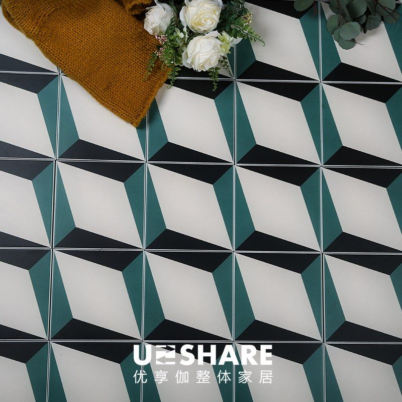北欧现代三维几何薄荷绿花砖厨房卫生间瓷砖客厅地砖阳台拼花墙砖|ruв категории награду материалов, керамическая плитка, старинного кирпича (включая культуры камень) - от Buy2taobao.com для оказания профессиональной услуги покупки агента Taobao