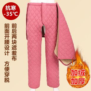 冬季德绒三层夹棉偏瘫失能病人护理服大小便失禁轮椅老人开裆棉裤