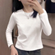 2025新款 小上衣女白色显瘦内搭打底衫 春秋纯色短款 正肩小个子长袖