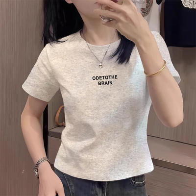 小个子正肩独特别致短款洋气卡腰上衣纯棉短袖t恤女2025夏季新款