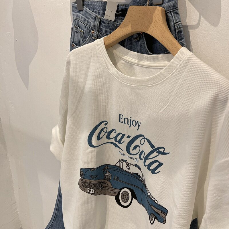 일본 빈티지 소녀 반팔 티셔츠 여성 여름 느슨한 유행 INS 게으른 스타일 세련된 홍콩 스타일 반팔 탑